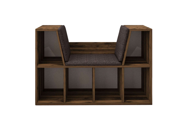 Boekenkast "Livora" met houten zitting - 103 x 30 x 63 cm - Bruin