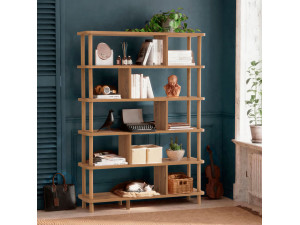 Meta" houten boekenkast - 120 x 28 x 168 cm - Bruin 2