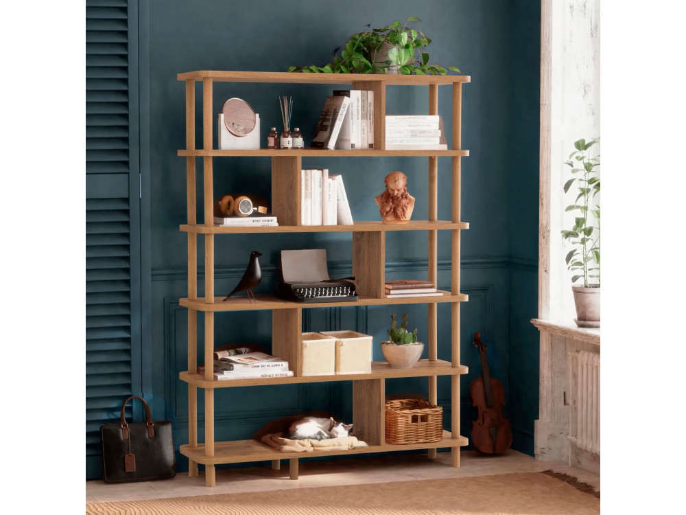 Meta" houten boekenkast - 120 x 28 x 168 cm - Bruin