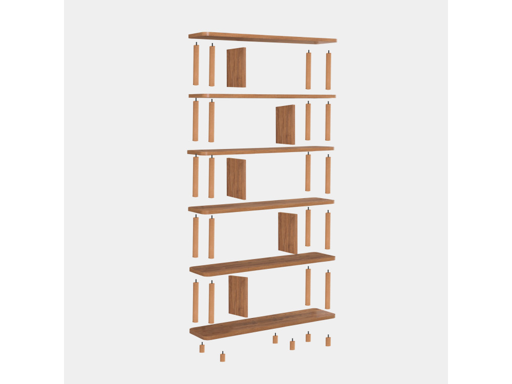 Meta" houten boekenkast - 120 x 28 x 168 cm - Bruin