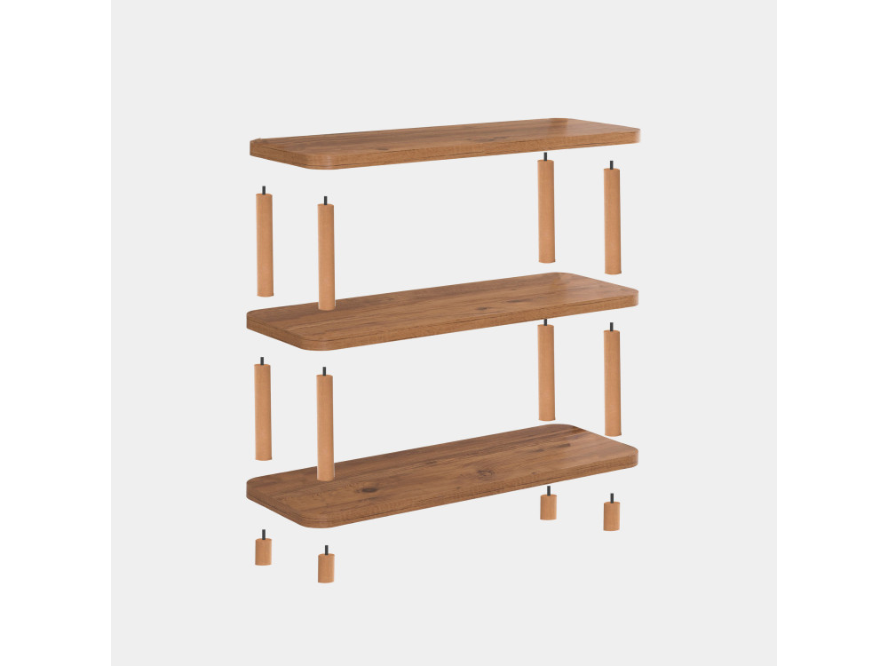 Step" houten boekenkast - 80 x 28 x 75 cm - Bruin