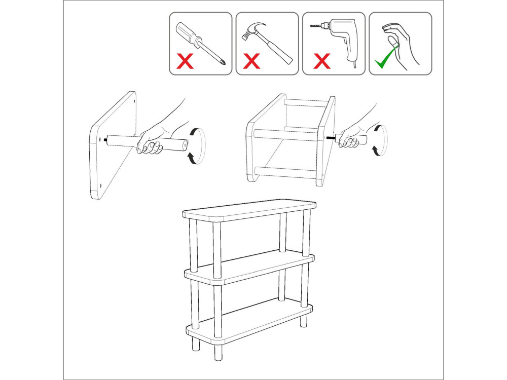 Step" houten boekenkast - 80 x 28 x 75 cm - Bruin