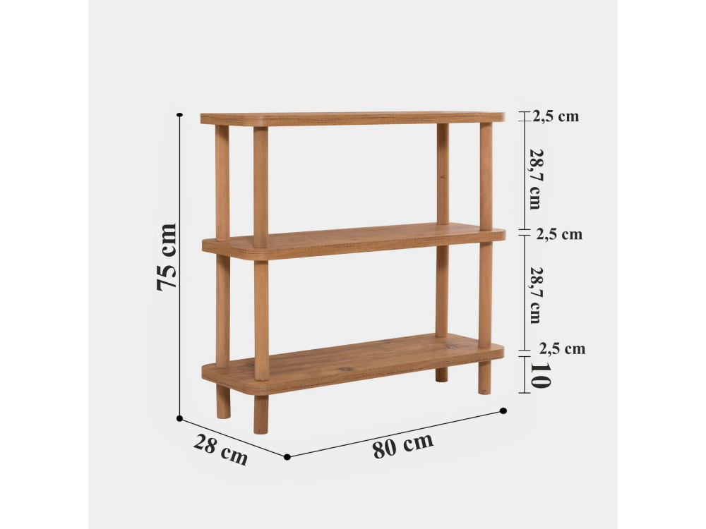 Step" houten boekenkast - 80 x 28 x 75 cm - Bruin