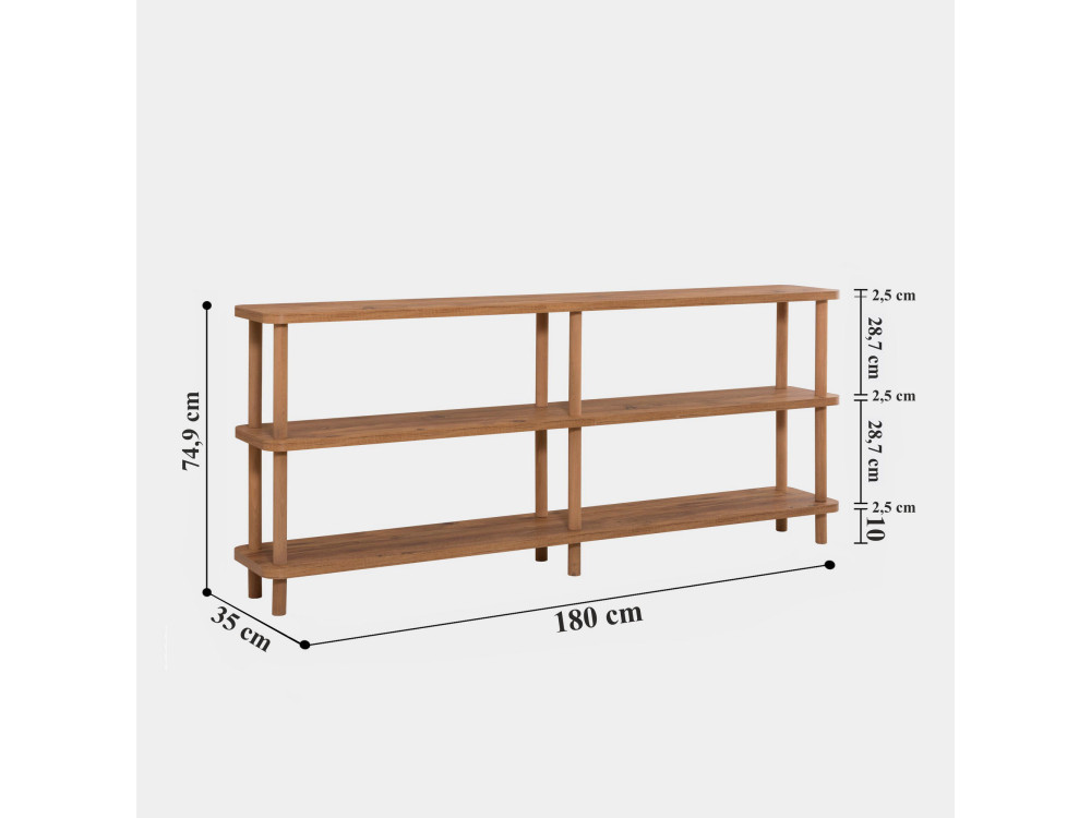 Houten boekenkast "Zen" - 180 x 35 x 75 cm - Bruin