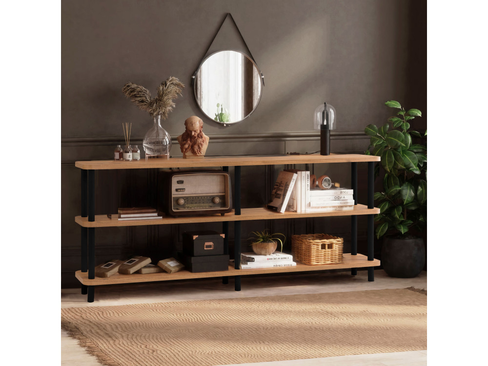 Houten boekenkast "Zen" - 180 x 35 x 75 cm - Zwart