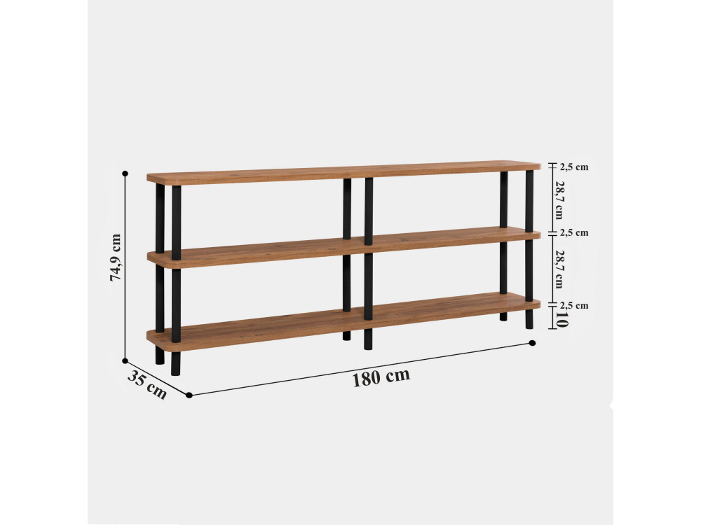 Houten boekenkast "Zen" - 180 x 35 x 75 cm - Zwart