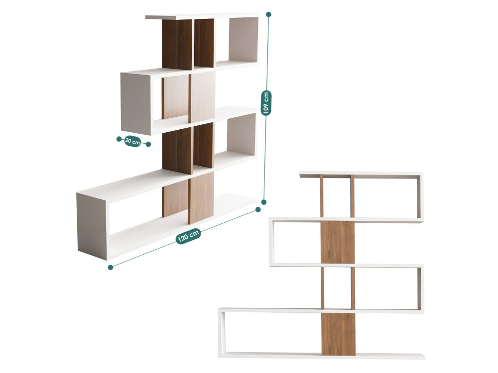Houten boekenkast "Karlin" - 120 x 20 x 109 cm - Wit