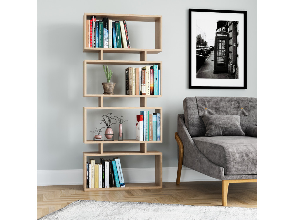 Houten boekenkast "Langdon" - 72 x 25 x 161 cm - Beige