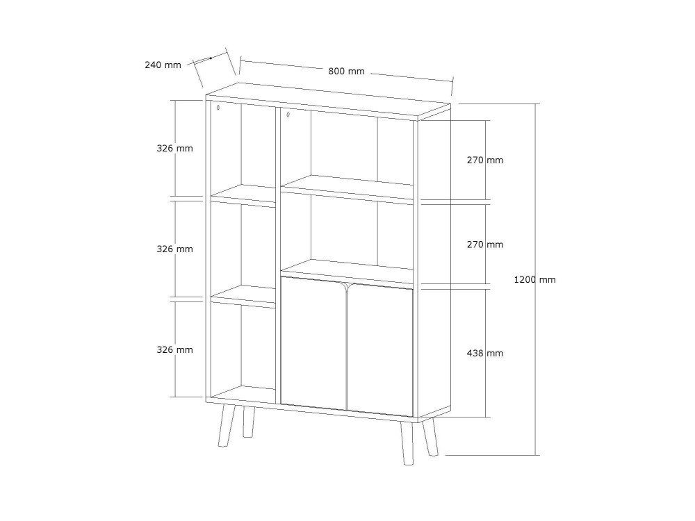 Lumo" houten boekenkast - 80 x 24 x 120 cm - Beige
