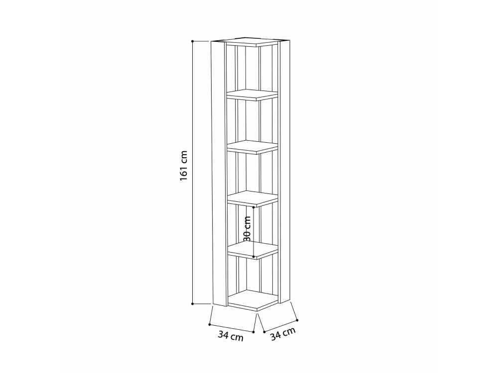 Houten boekenkast "Nati" - 32 x 32 x 161 cm - Wit