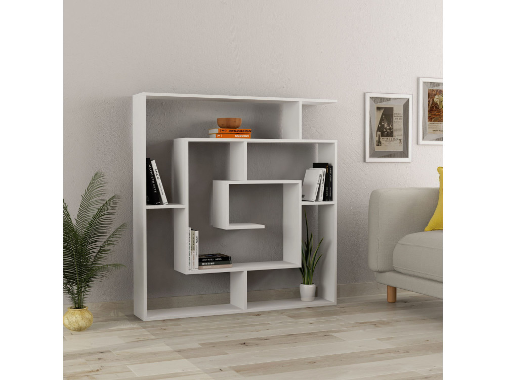 Houten boekenkast "Labirent" - 125 x 22 x 129 cm - Wit