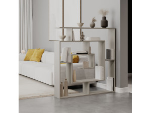Houten boekenkast "Labirent" - 125 x 22 x 129 cm - Zandsteen 2