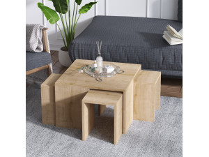 Set houten salontafels "Ortanca" - 60 x 60 x 37 cm - Saffier Eik 2