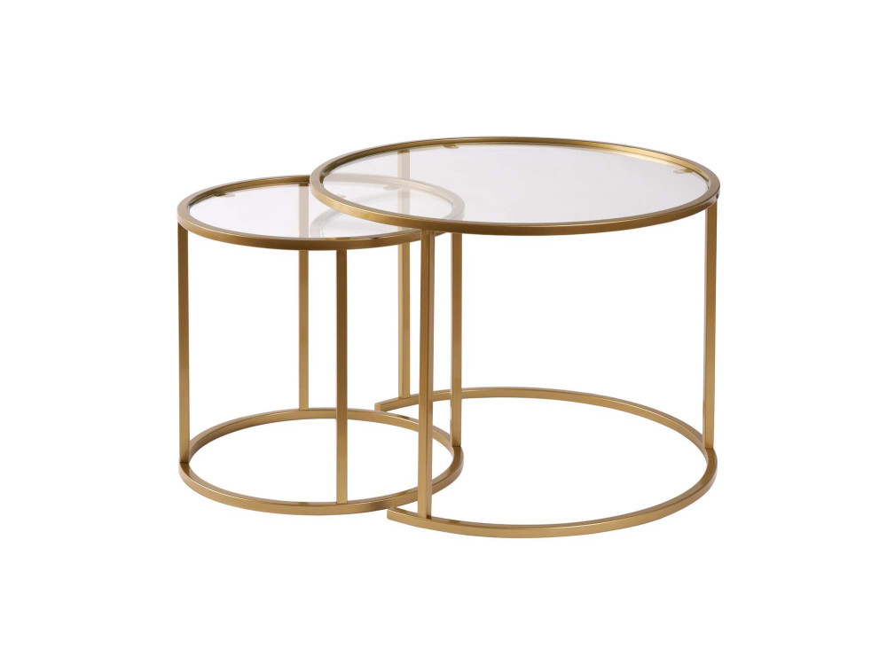 Set van 2 "Aurum" metalen salontafels - 60 x 60 x 43 cm - Transparant Goud