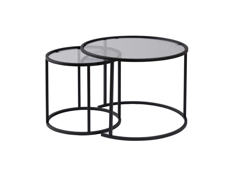 Set van 2 "Aurum" metalen salontafels - 60 x 60 x 43 cm - Zwart Grijs