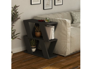 Houten bijzettafel "Lazena" - 60 x 22 x 57 cm - Antraciet 2