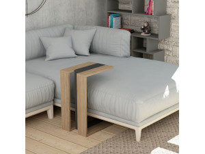 Muju" houten bijzettafel - 30 x 40 x 57 cm - Eiken-Anthraciet 2