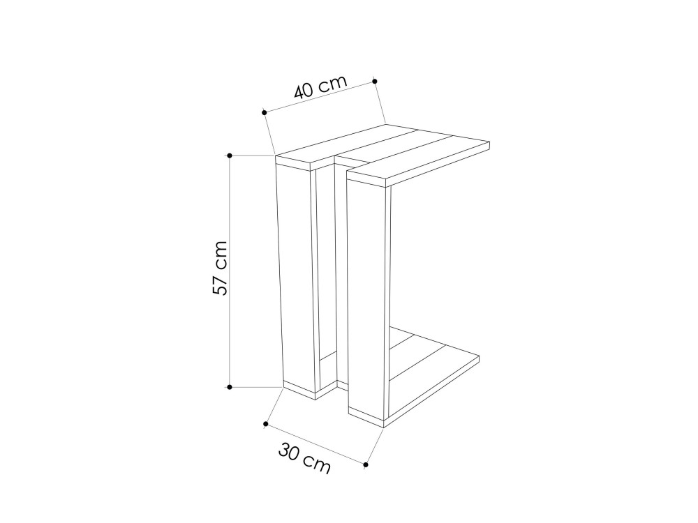 Muju" houten bijzettafel - 30 x 40 x 57 cm - Eiken-Anthraciet