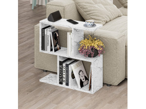 Homemania" houten salontafel 60 x 20 x 60 cm - Carrara marmer 2