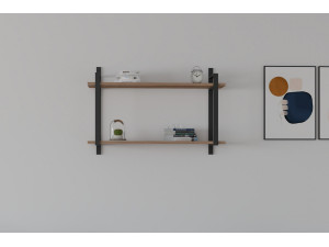 Houten wandplank "Abat" - 90 x 22 x 60 cm - Notelaar 2