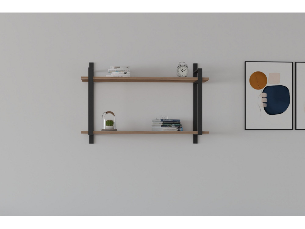 Houten wandplank "Abat" - 90 x 22 x 60 cm - Notelaar