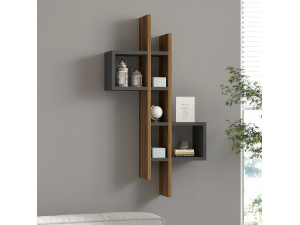 Houten wandplank "Emse" - 53 x 19 x 108 cm - Eik, Antraciet 2