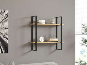 Houten wandplank "Buba" - 70 x 22 x 70 cm - Bruin 2