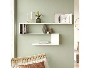WL10" houten wandplank - 120 x 14 x 71 cm - Wit 2