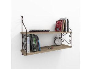 Houten wandplank "Seramoni" - 72 x 22 x 51 cm - Taupe 2