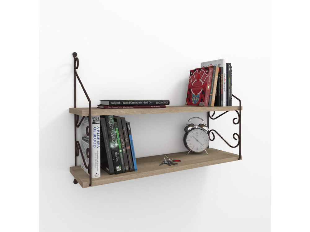 Houten wandplank "Seramoni" - 72 x 22 x 51 cm - Taupe