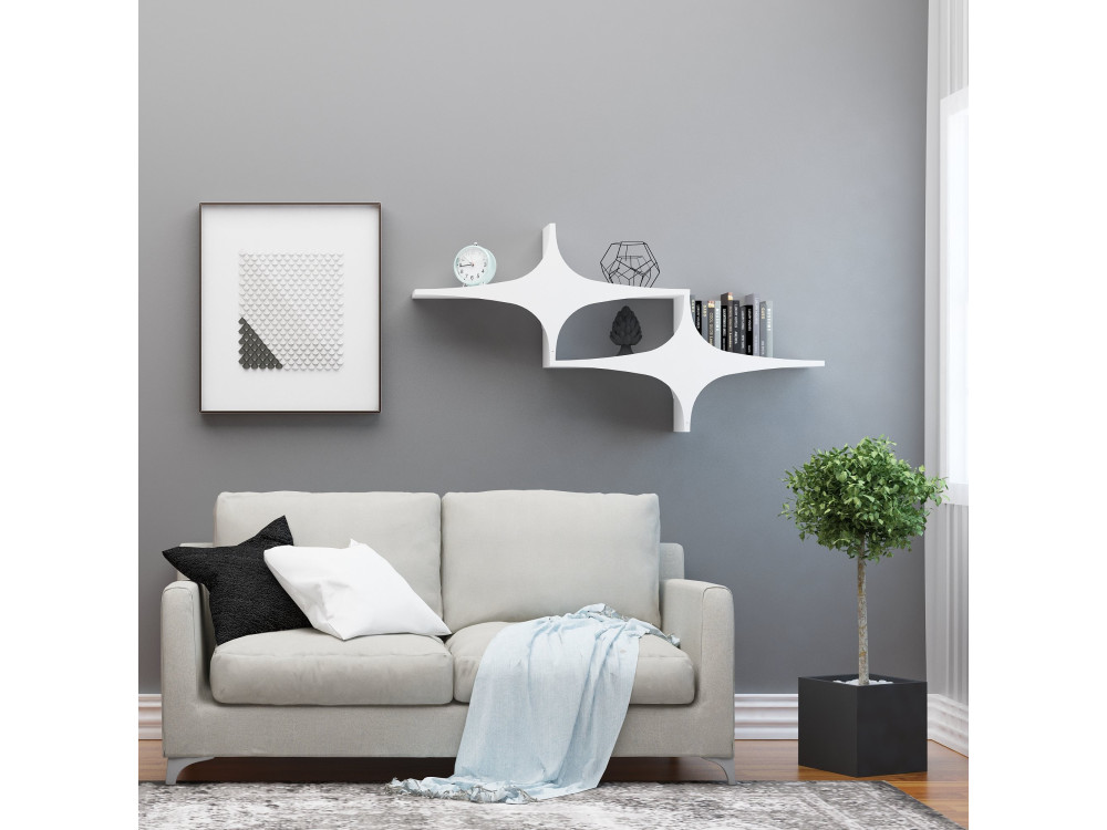 Houten wandplank "Susen" - 135 x 20 x 69 cm - Wit