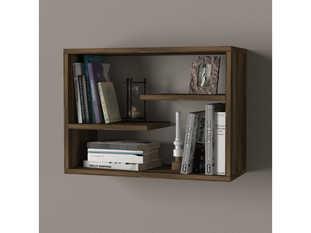 Houten wandplank "Tino" - 60 x 19 x 44 cm - Notelaar