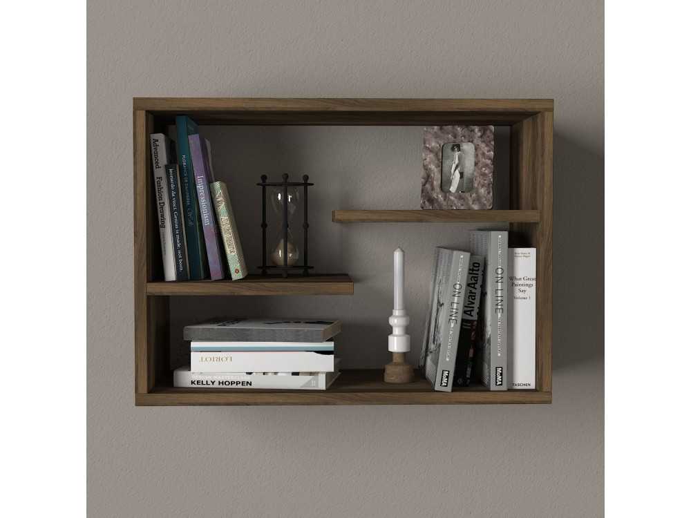 Houten wandplank "Tino" - 60 x 19 x 44 cm - Notelaar