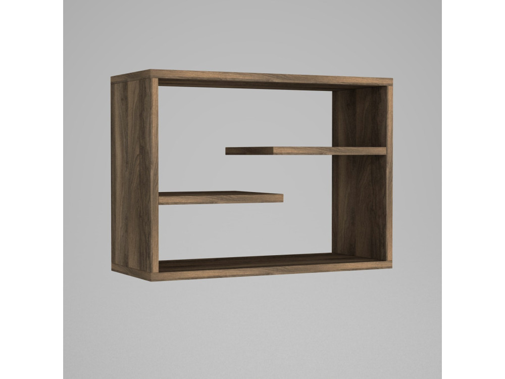 Houten wandplank "Tino" - 60 x 19 x 44 cm - Notelaar
