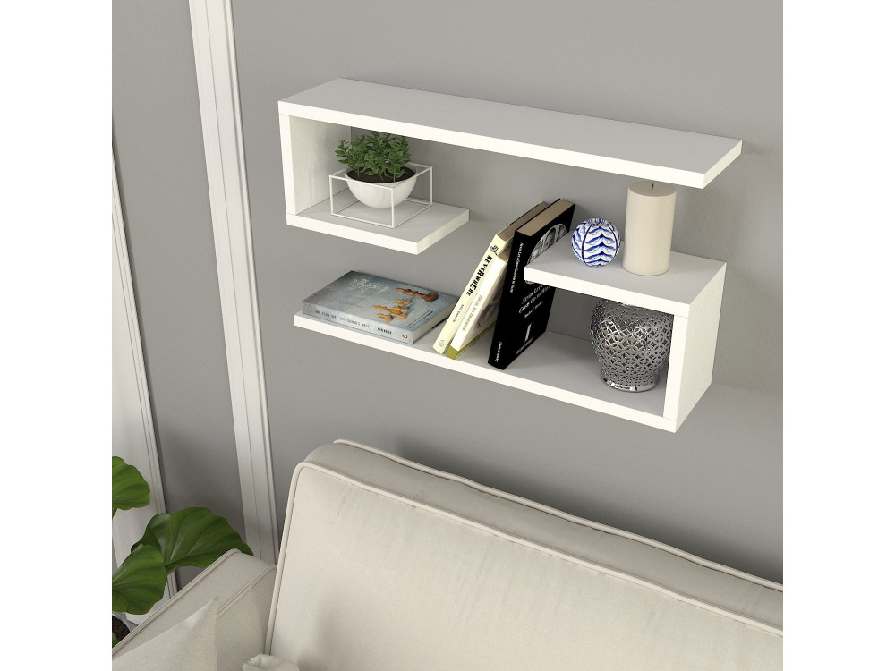 Houten wandplank "Jenika" - 60 x 14 x 18 cm - Wit