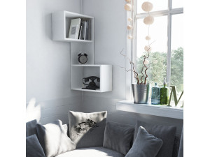 Deel" houten wandplank - 47 x 20 x 85 cm - Wit 2