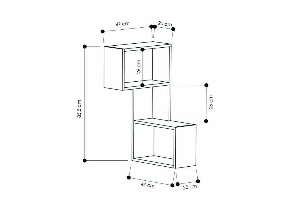 Deel" houten wandplank - 47 x 20 x 85 cm - Wit