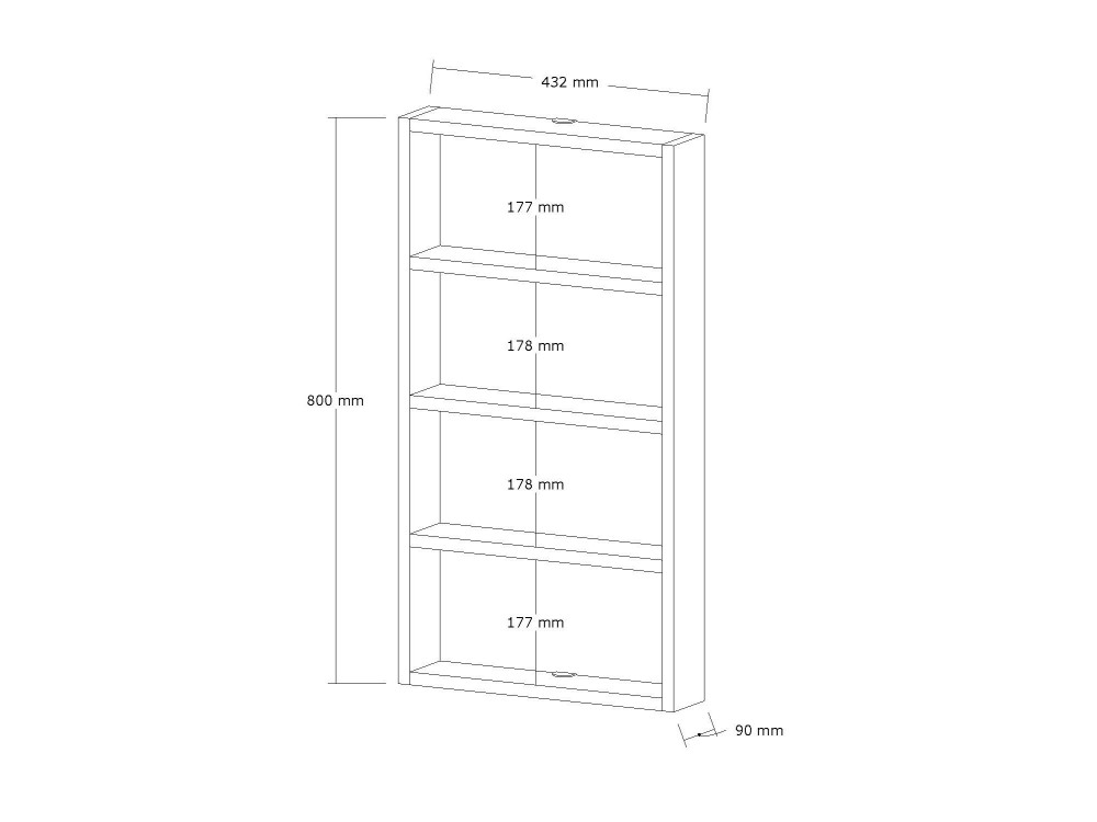 Houten wandplank "Quatro" - 43 x 9 x 80 cm - Wit
