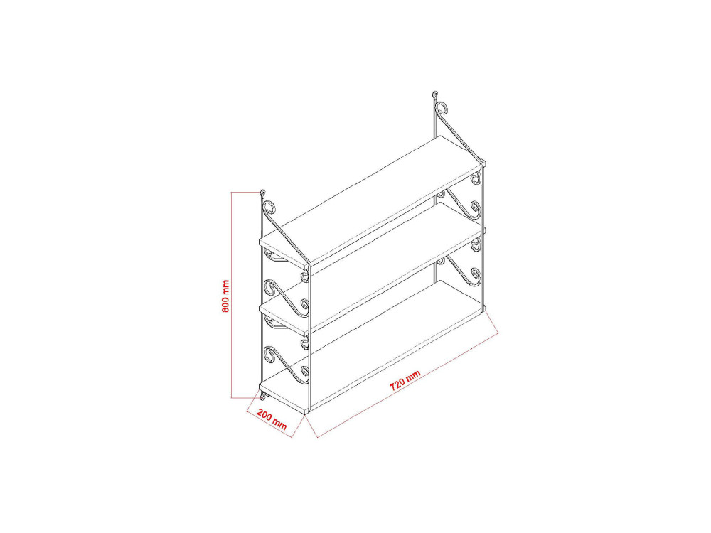 Seramoni" houten wandplank 72 x 20 x 80 cm - Eik