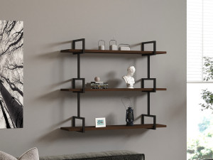 Houten wandplank "Uras" - 87 x 22 x 76 cm - Notelaar 2
