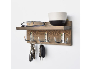 Aa031" houten wandplank - 30 x 11 x 13 cm - Notenhout 2