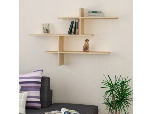 Houten wandplank "Leo" - 123 x 22 x 80 cm - Eik 2