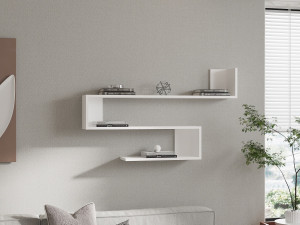 Houten wandplank "Penne" - 120 x 20 x 71 cm - Wit 2