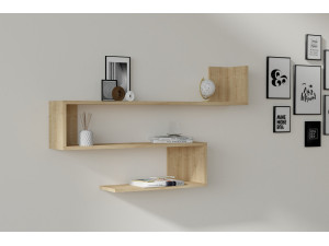 Houten wandplank "Penne" - 120 x 20 x 71 cm - Saffier Eik 2