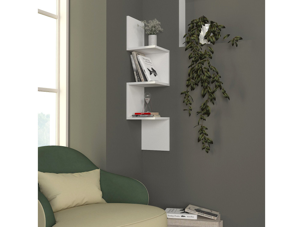 Houten wandplank "Corner" - 25 x 25 x 105 cm - Wit