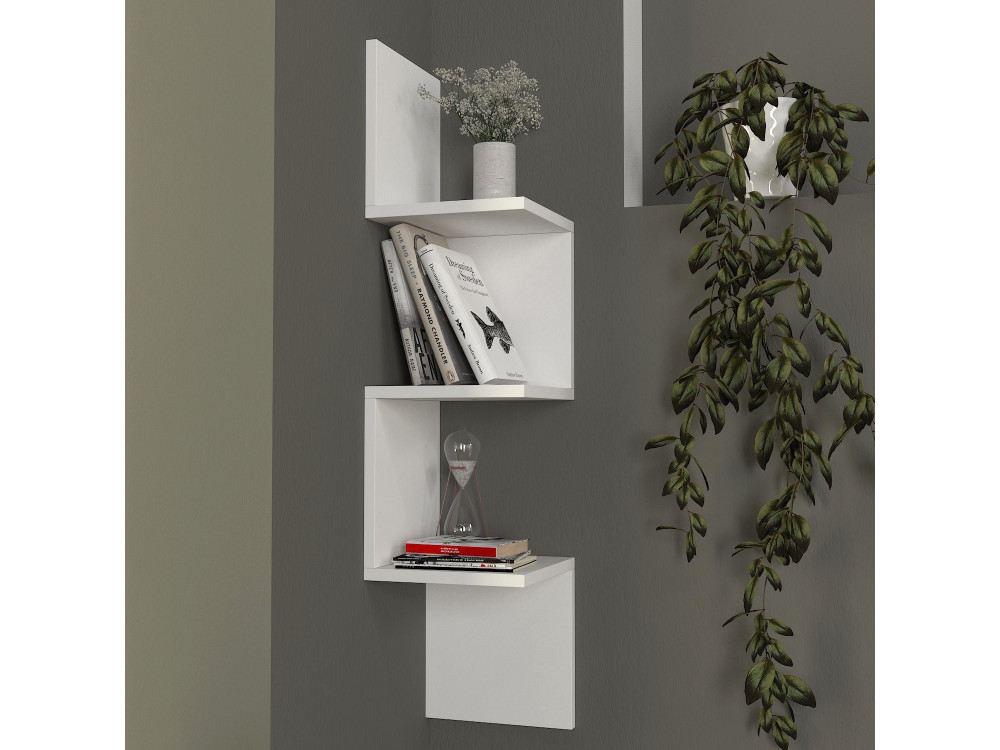 Houten wandplank "Corner" - 25 x 25 x 105 cm - Wit