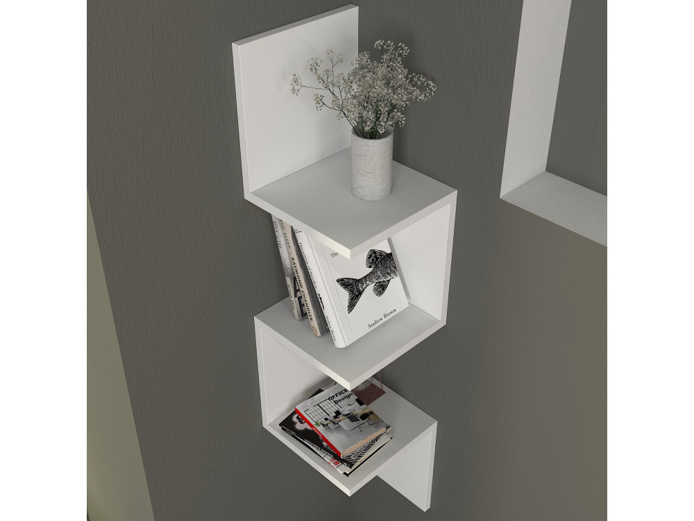 Houten wandplank "Corner" - 25 x 25 x 105 cm - Wit