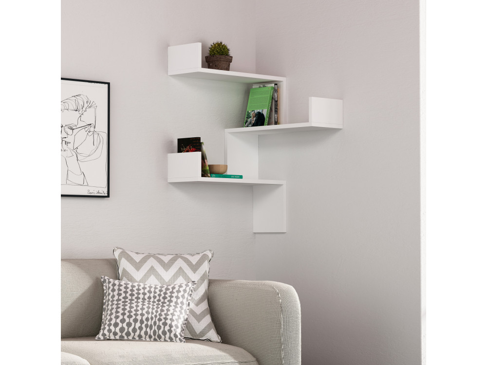 Houten wandplank "Luksa" - 60 x 60 x 90 cm - Wit