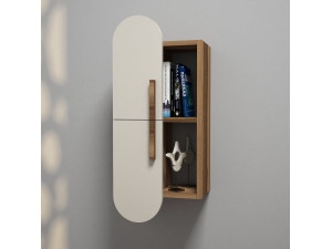 Houten wandplank "Rose" - 35 x 22 x 60 cm - Notencrème 2