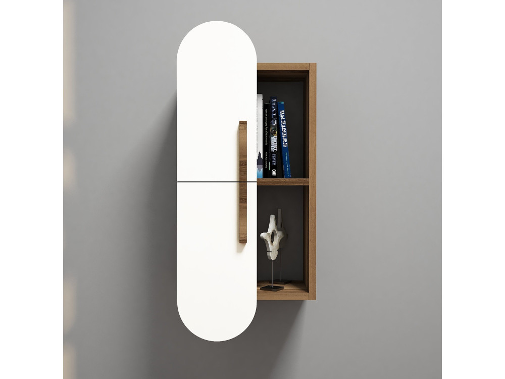 Houten wandplank "Rose" - 35 x 22 x 60 cm - Notenwit